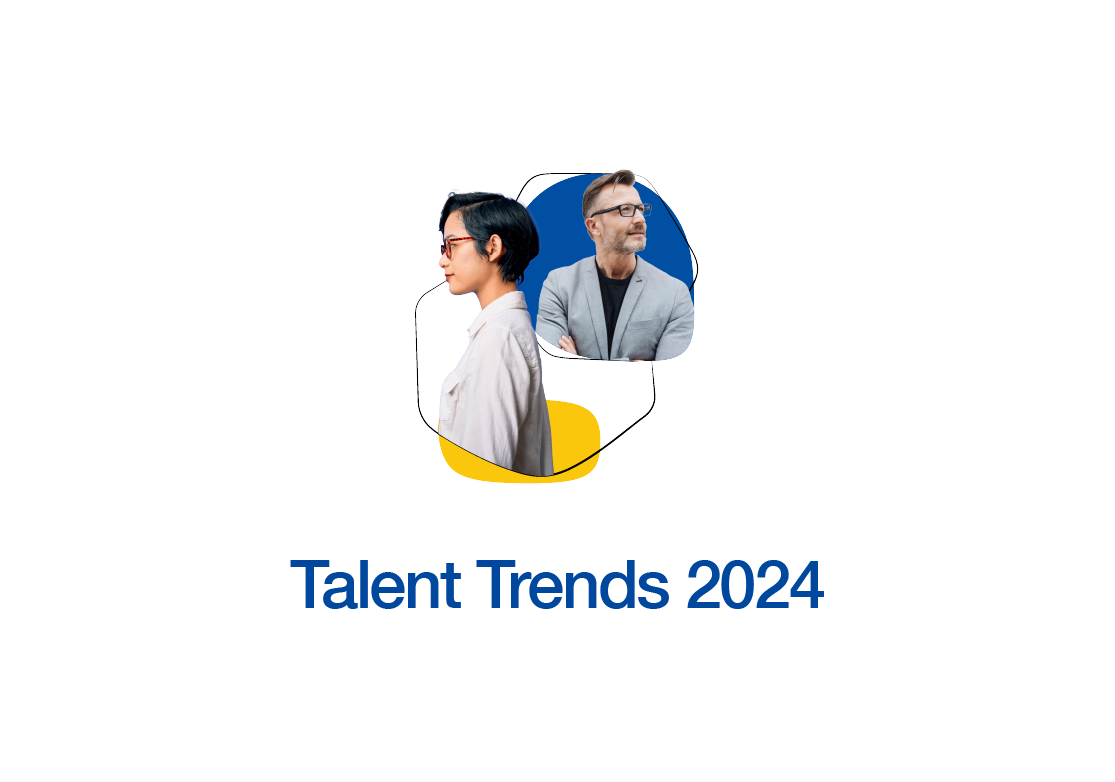 Two people side by side with 'Talent Trends 2024' text below.